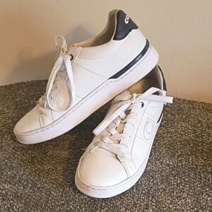 Coach White Leather Sneakers with Black Heel Detail